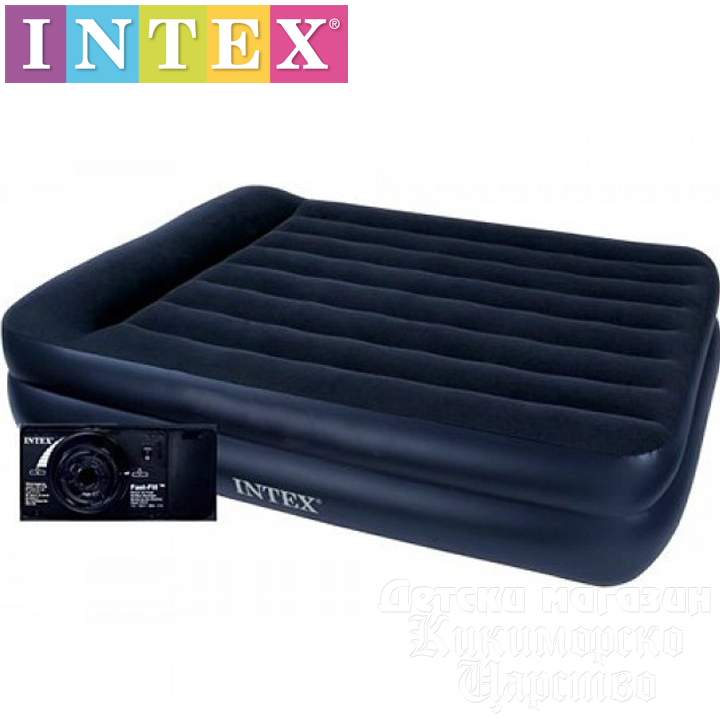 Intex inflatable mattress with a pillow and a built-in pump 64124